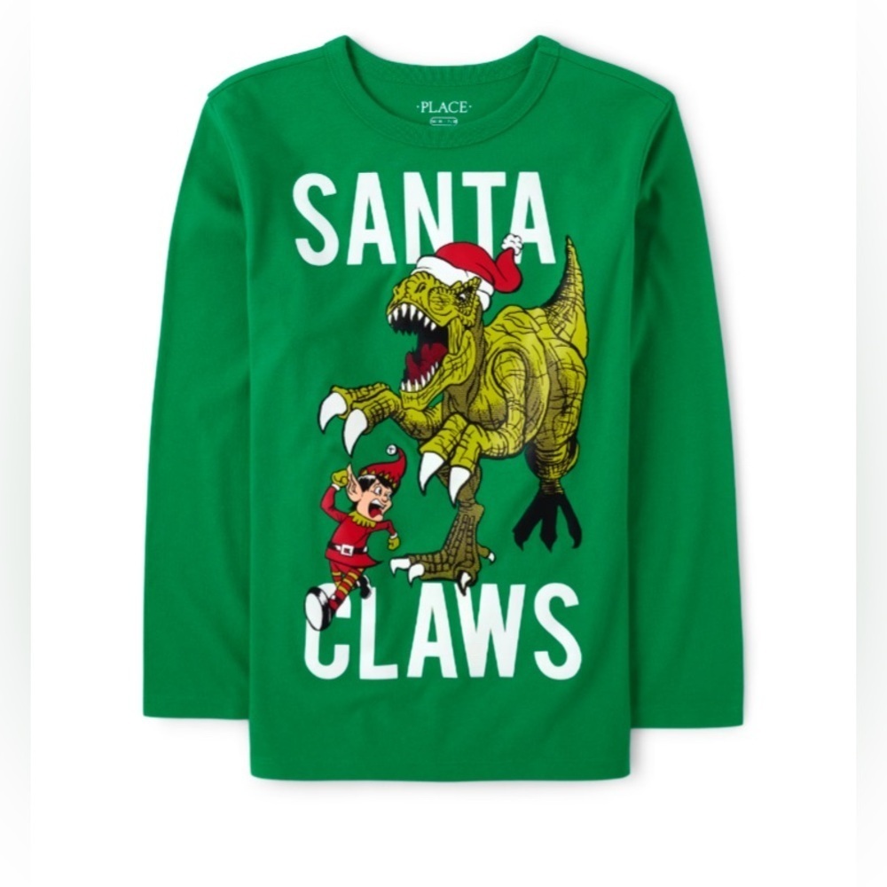 NEW - The Children’s Place
Boys Christmas Dino Graphic Tee - Highland. XS (4)